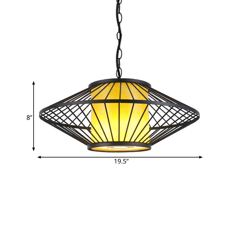 16"/19.5"/23.5" Wide Single Fabric Pendulum Pendant Simple Red/Yellow Cylindrical Ceiling Lamp with Black Iron Tapered Frame Clearhalo 'Ceiling Lights' 'Pendant Lights' 'Pendants' Lighting' 281317