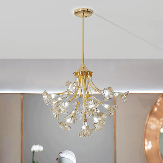 Crystal Branch Hanging Chandelier Modernist 16 Bulbs Gold Pendant Light Kit for Dining Room Clearhalo 'Ceiling Lights' 'Modern Pendants' 'Modern' 'Pendant Lights' 'Pendants' Lighting' 281343