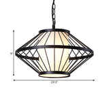 Iron Black Hanging Lamp 16"/19.5"/23.5" Wide Lantern Cage 1 Bulb Traditional Ceiling Pendant Light Clearhalo 'Ceiling Lights' 'Pendant Lights' 'Pendants' Lighting' 281354