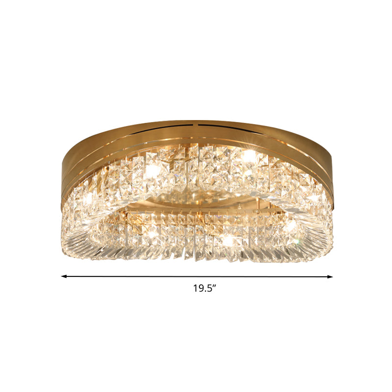 6 Bulbs Triangle Flush Light Traditional Beveled Crystal Ceiling Mounted Fixture in Gold Clearhalo 'Ceiling Lights' 'Close To Ceiling Lights' 'Close to ceiling' 'Flush mount' Lighting' 281404
