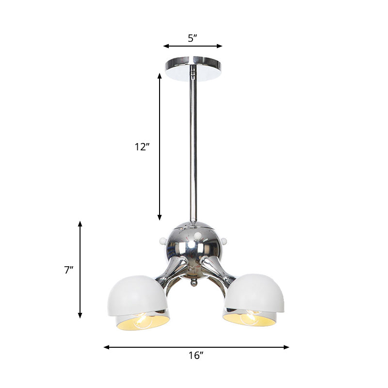 Industrial Dome Hanging Light Fixture Metallic 3/4/5 Heads Living Room Chandelier Lamp with Downrods/Chain in Black/Chrome Clearhalo 'Cast Iron' 'Ceiling Lights' 'Chandeliers' 'Industrial Chandeliers' 'Industrial' 'Metal' 'Middle Century Chandeliers' 'Rustic Chandeliers' 'Tiffany' Lighting' 281484