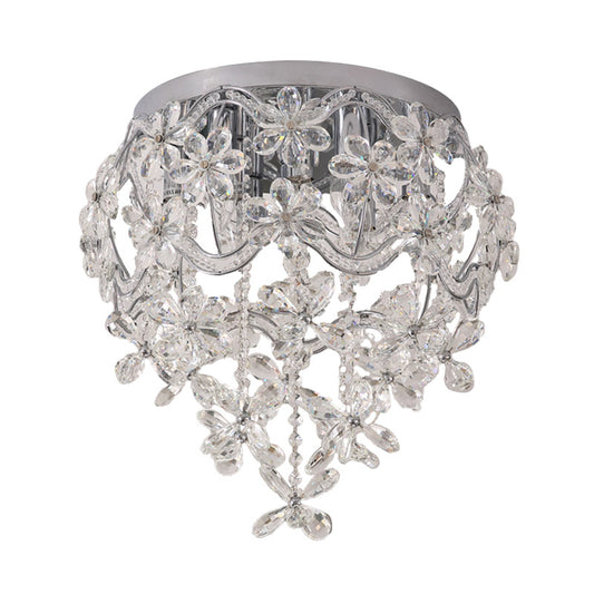 Clear Flower Flush Light Contemporary 6 Heads Crystal Close to Ceiling Lamp for Bedroom Clearhalo 'Ceiling Lights' 'Close To Ceiling Lights' 'Close to ceiling' 'Flush mount' Lighting' 281524