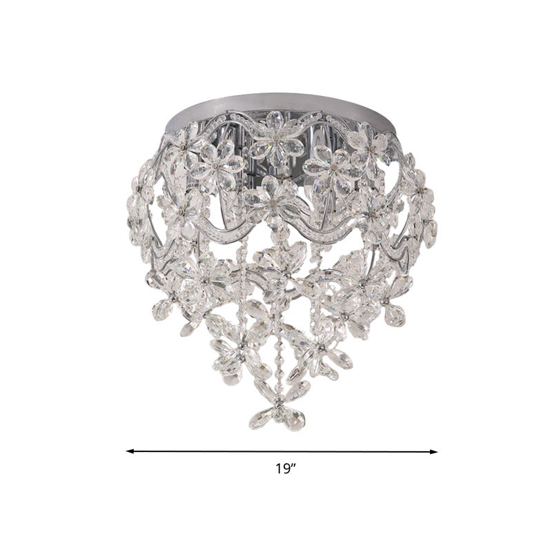 Clear Flower Flush Light Contemporary 6 Heads Crystal Close to Ceiling Lamp for Bedroom Clearhalo 'Ceiling Lights' 'Close To Ceiling Lights' 'Close to ceiling' 'Flush mount' Lighting' 281525