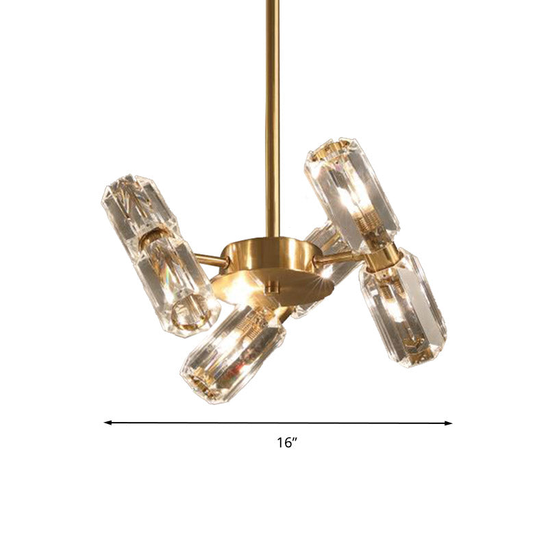 Tube Faceted Crystal Chandelier Lamp Contemporary 6/8/10 Bulbs Gold Hanging Ceiling Light Clearhalo 'Ceiling Lights' 'Chandeliers' 'Modern Chandeliers' 'Modern' Lighting' 281627