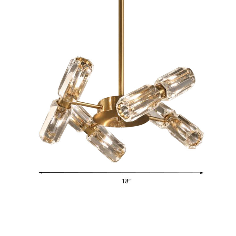 Tube Faceted Crystal Chandelier Lamp Contemporary 6/8/10 Bulbs Gold Hanging Ceiling Light Clearhalo 'Ceiling Lights' 'Chandeliers' 'Modern Chandeliers' 'Modern' Lighting' 281631