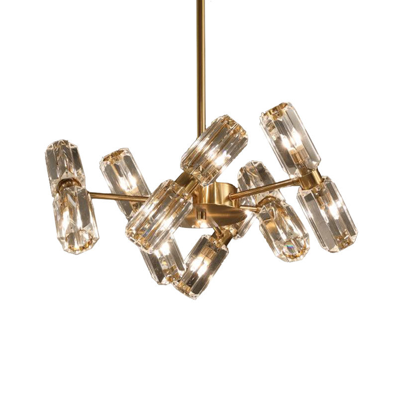 Tube Faceted Crystal Chandelier Lamp Contemporary 6/8/10 Bulbs Gold Hanging Ceiling Light Clearhalo 'Ceiling Lights' 'Chandeliers' 'Modern Chandeliers' 'Modern' Lighting' 281638