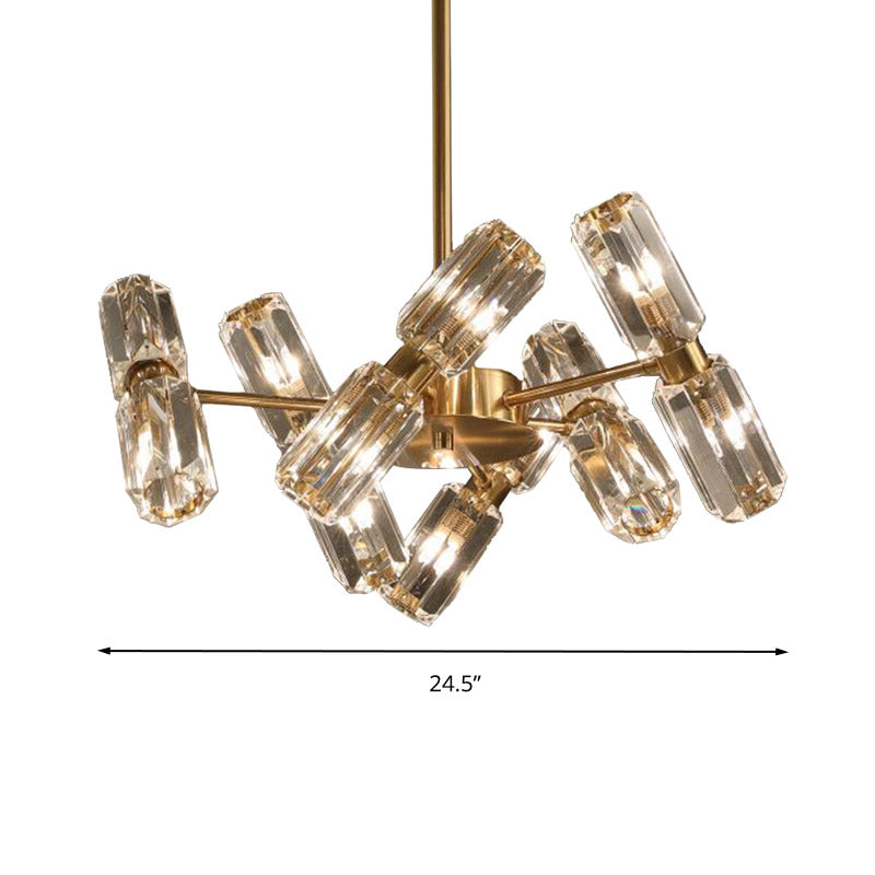 Tube Faceted Crystal Chandelier Lamp Contemporary 6/8/10 Bulbs Gold Hanging Ceiling Light Clearhalo 'Ceiling Lights' 'Chandeliers' 'Modern Chandeliers' 'Modern' Lighting' 281639