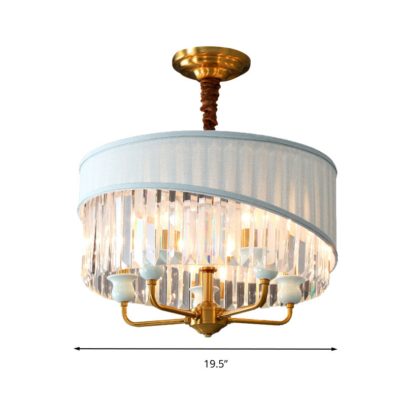 Traditional 5 Bulbs Chandelier Lighting Cylinder Ceiling Pendant Light with Clear Crystal Shade Clearhalo 'Ceiling Lights' 'Chandeliers' Lighting' options 281651