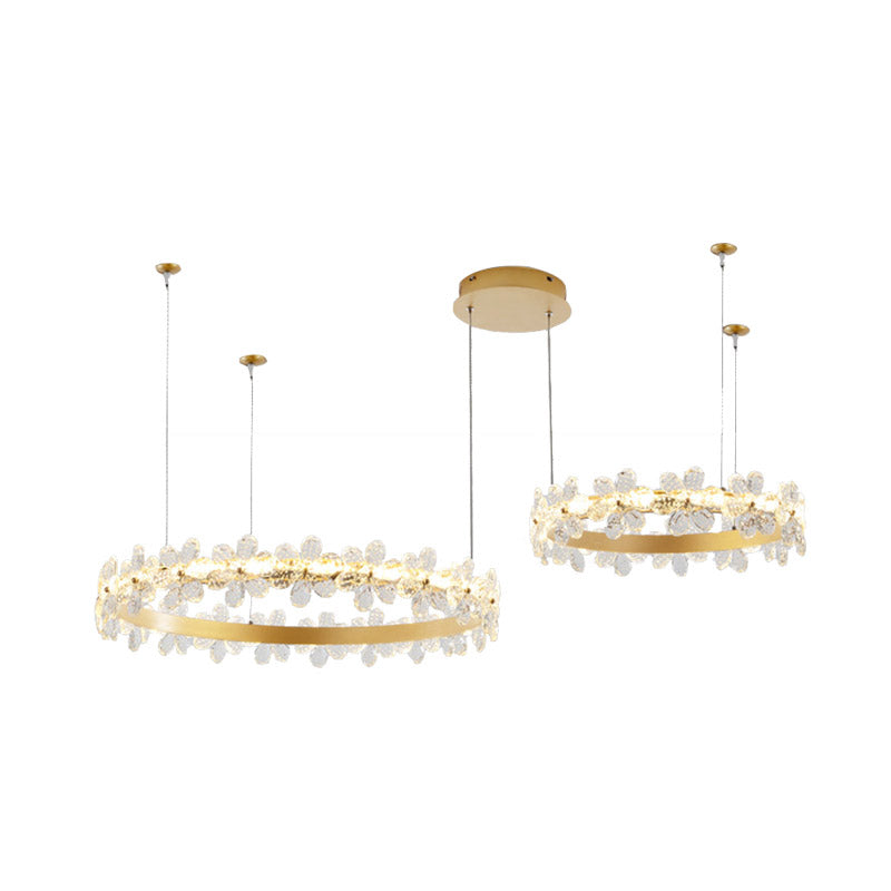 Circle Chandelier Lighting Modernist Crystal LED Ceiling Pendant Light in Gold for Living Room Clearhalo 'Ceiling Lights' 'Modern Pendants' 'Modern' 'Pendant Lights' 'Pendants' Lighting' 281669