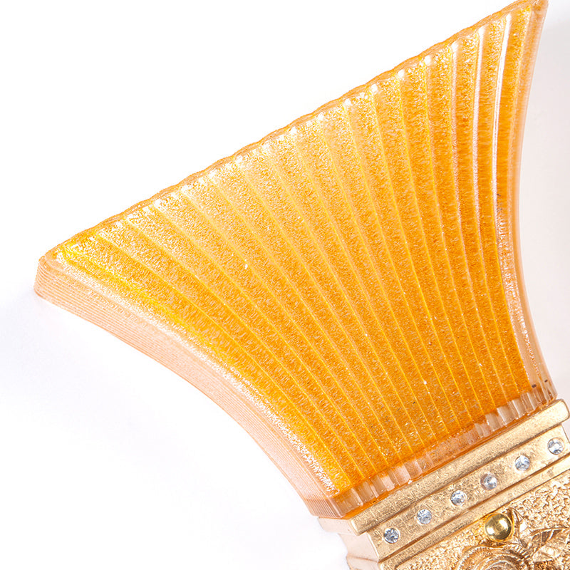 Traditional Flared Wall Mount Light 1 Light Orange Glass and Resin Wall Sconce in Gold for Corridor Clearhalo 'Wall Lamps & Sconces' 'Wall Lights' Lighting' 281810