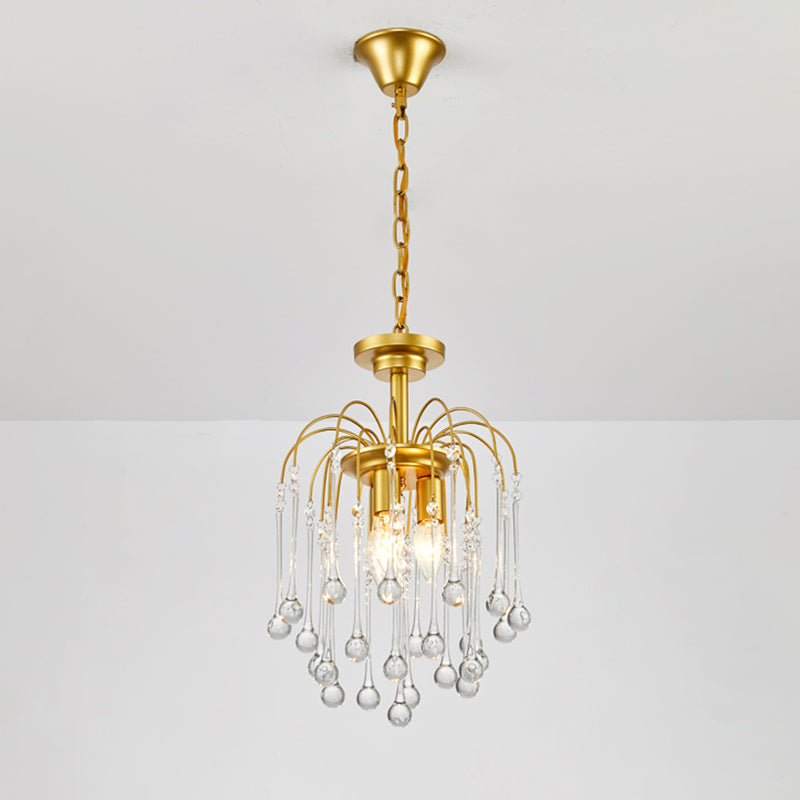 Clear/Deep Tan Crystal Sputnik Pendant Chandelier Traditionary 3/5/6 Bulbs Ceiling Hanging Light in Gold Clearhalo 'Ceiling Lights' 'Chandeliers' Lighting' options 281888