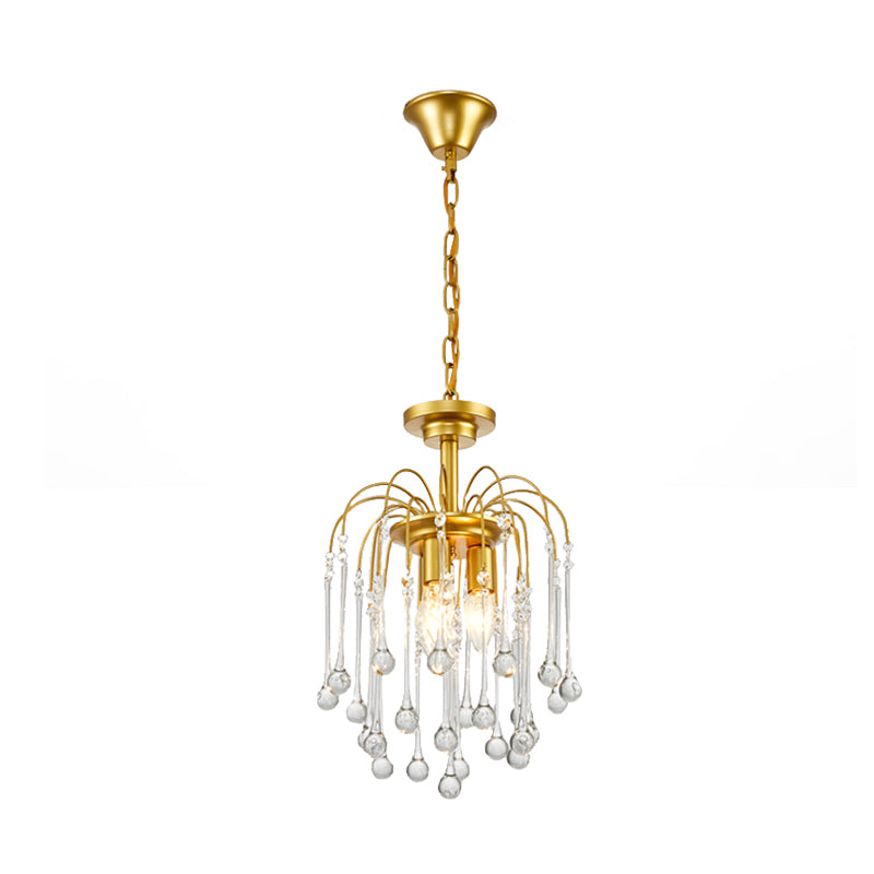 Clear/Deep Tan Crystal Sputnik Pendant Chandelier Traditionary 3/5/6 Bulbs Ceiling Hanging Light in Gold Clearhalo 'Ceiling Lights' 'Chandeliers' Lighting' options 281890