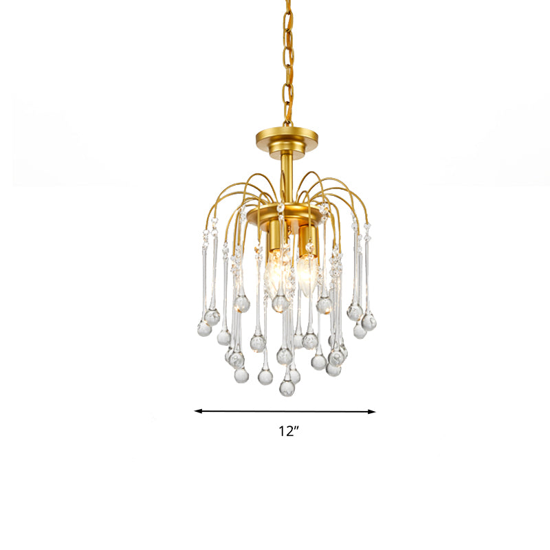 Clear/Deep Tan Crystal Sputnik Pendant Chandelier Traditionary 3/5/6 Bulbs Ceiling Hanging Light in Gold Clearhalo 'Ceiling Lights' 'Chandeliers' Lighting' options 281891