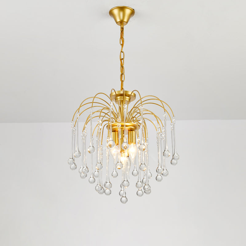 Clear/Deep Tan Crystal Sputnik Pendant Chandelier Traditionary 3/5/6 Bulbs Ceiling Hanging Light in Gold Clearhalo 'Ceiling Lights' 'Chandeliers' Lighting' options 281892