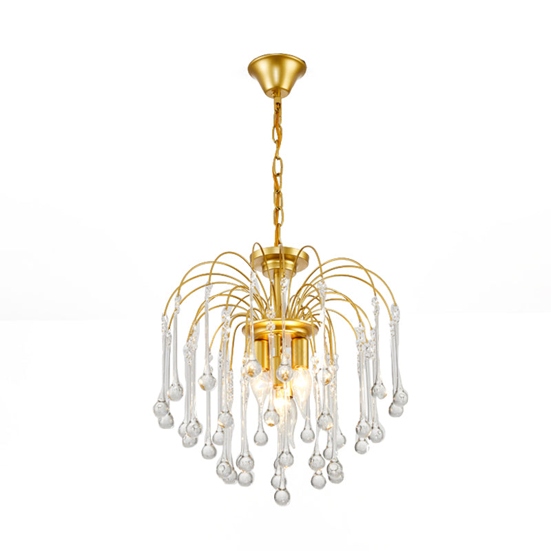 Clear/Deep Tan Crystal Sputnik Pendant Chandelier Traditionary 3/5/6 Bulbs Ceiling Hanging Light in Gold Clearhalo 'Ceiling Lights' 'Chandeliers' Lighting' options 281894