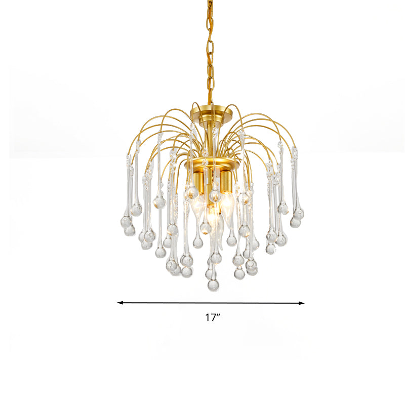 Clear/Deep Tan Crystal Sputnik Pendant Chandelier Traditionary 3/5/6 Bulbs Ceiling Hanging Light in Gold Clearhalo 'Ceiling Lights' 'Chandeliers' Lighting' options 281895