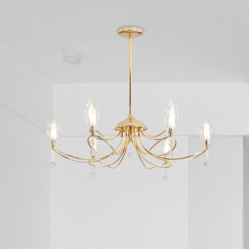 Gold Curved Arm Chandelier Lamp Modernist 9/15/18 Heads Metal Ceiling Pendant Light for Living Room Clearhalo 'Ceiling Lights' 'Chandeliers' Lighting' options 281949