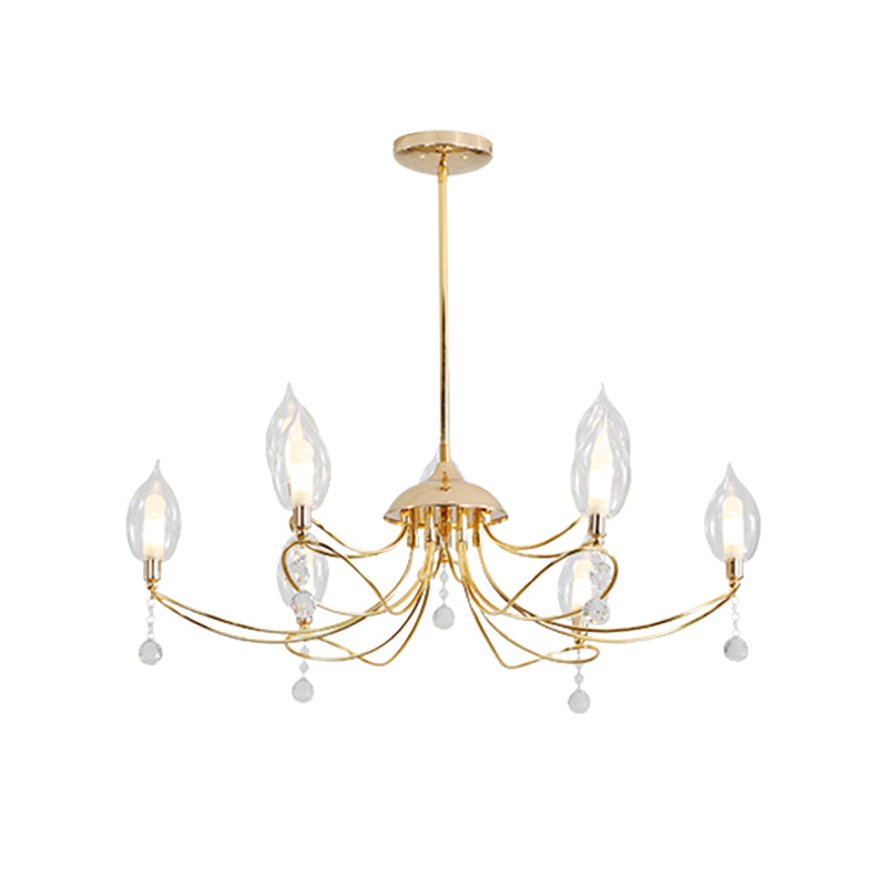 Gold Curved Arm Chandelier Lamp Modernist 9/15/18 Heads Metal Ceiling Pendant Light for Living Room Clearhalo 'Ceiling Lights' 'Chandeliers' Lighting' options 281952