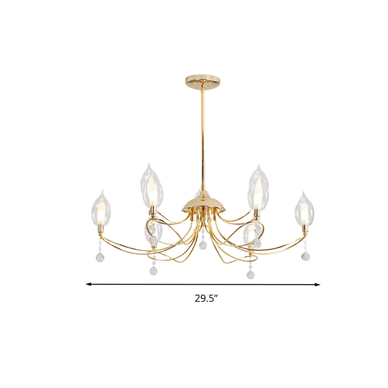 Gold Curved Arm Chandelier Lamp Modernist 9/15/18 Heads Metal Ceiling Pendant Light for Living Room Clearhalo 'Ceiling Lights' 'Chandeliers' Lighting' options 281953