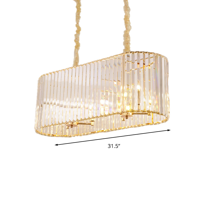 Oval Island Lamp Modernist 8 Heads Clear Crystal Ceiling Pendant Light for Dining Room Clearhalo 'Ceiling Lights' 'Island Lights' Lighting' 282030