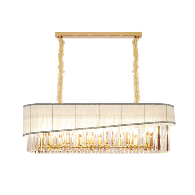 Modern 10 Bulbs Island Lamp Gold 1-Layer Pendant Light Fixture with Crystal Shade Clearhalo 'Ceiling Lights' 'Island Lights' Lighting' 282054