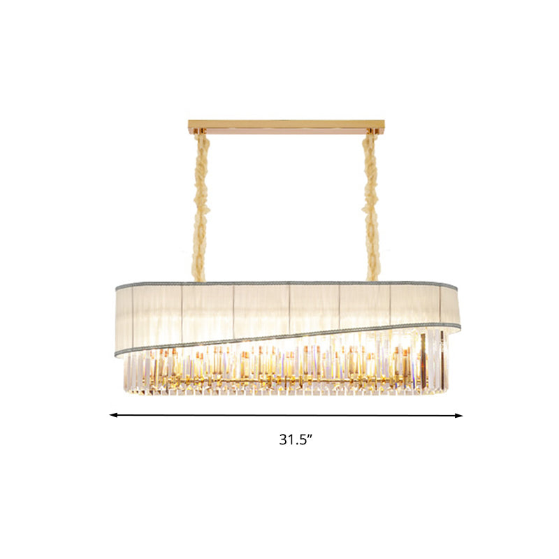 Modern 10 Bulbs Island Lamp Gold 1-Layer Pendant Light Fixture with Crystal Shade Clearhalo 'Ceiling Lights' 'Island Lights' Lighting' 282055