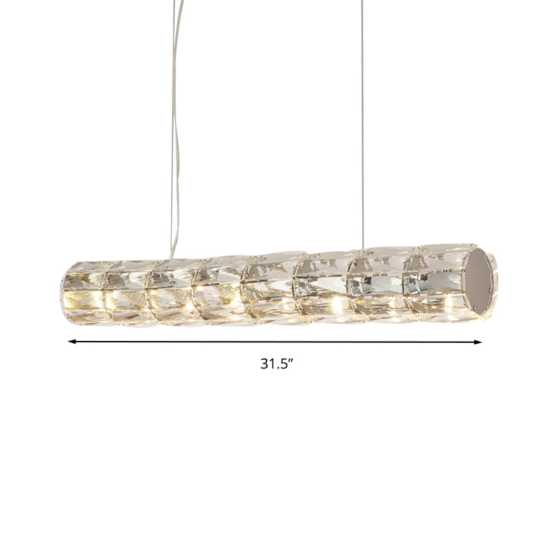 Cut Clear Crystal Tube Island Light Modernism 6/8 Bulbs Suspended Lighting Fixture Clearhalo 'Ceiling Lights' 'Island Lights' Lighting' 282163