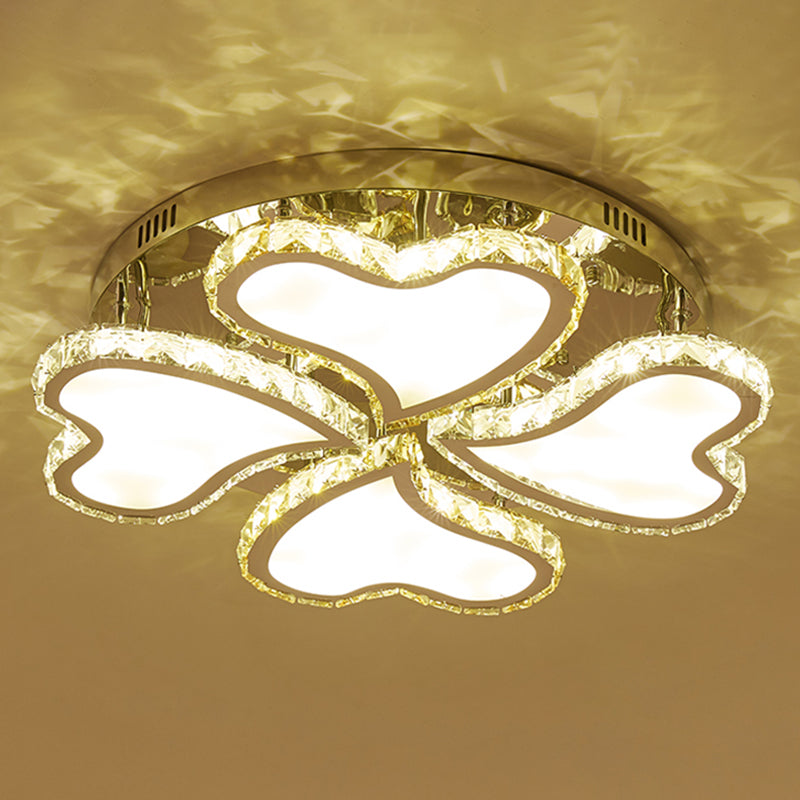 Faceted Crystal Heart-Shaped Ceiling Mount Contemporary LED Chrome Semi Flush Mount Lighting Fixture Clearhalo 'Ceiling Lights' 'Close To Ceiling Lights' 'Close to ceiling' 'Semi-flushmount' Lighting' 282311