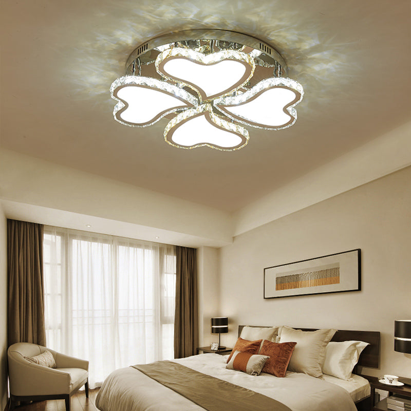 Faceted Crystal Heart-Shaped Ceiling Mount Contemporary LED Chrome Semi Flush Mount Lighting Fixture Clearhalo 'Ceiling Lights' 'Close To Ceiling Lights' 'Close to ceiling' 'Semi-flushmount' Lighting' 282312