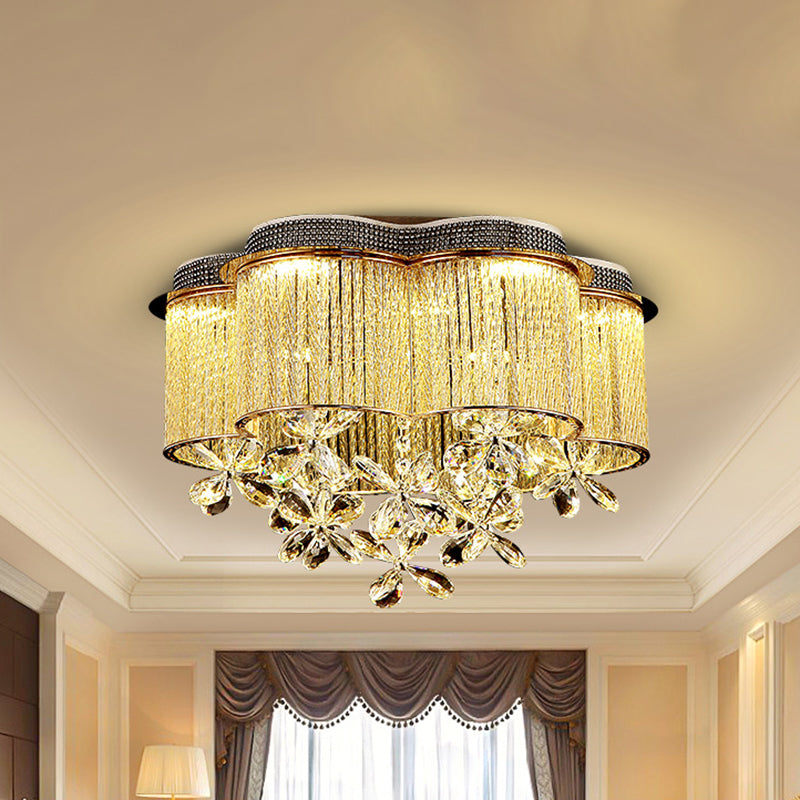 Modern Scalloped Ceiling Mount Light Fixture Clear Crystal Glass LED Bedroom Flushmount Lighting in Gold Gold Clearhalo 'Ceiling Lights' 'Close To Ceiling Lights' 'Close to ceiling' 'Flush mount' Lighting' 282345