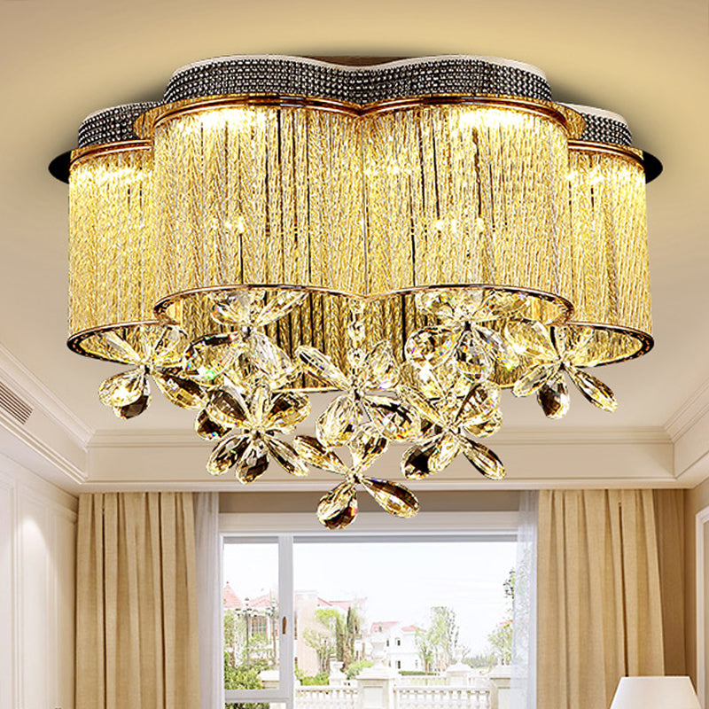 Modern Scalloped Ceiling Mount Light Fixture Clear Crystal Glass LED Bedroom Flushmount Lighting in Gold Clearhalo 'Ceiling Lights' 'Close To Ceiling Lights' 'Close to ceiling' 'Flush mount' Lighting' 282346