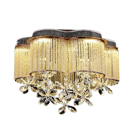 Modern Scalloped Ceiling Mount Light Fixture Clear Crystal Glass LED Bedroom Flushmount Lighting in Gold Clearhalo 'Ceiling Lights' 'Close To Ceiling Lights' 'Close to ceiling' 'Flush mount' Lighting' 282348