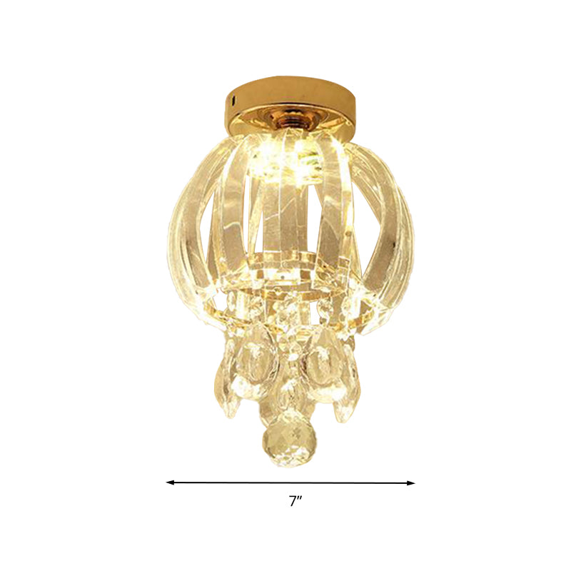 Orb Ceiling Mounted Fixture Modern Clear Crystal Glass LED Gold Semi Flush Mount Lighting Clearhalo 'Ceiling Lights' 'Close To Ceiling Lights' 'Close to ceiling' 'Semi-flushmount' Lighting' 282434