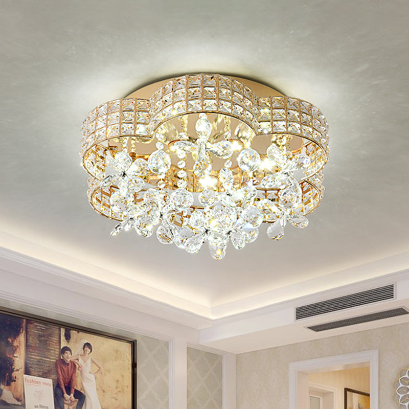 Modern Scallop Ceiling Light Cut Crystal LED Bedroom Flush Mount Lamp in Gold, Warm/White/Natural Light Gold White Clearhalo 'Ceiling Lights' 'Close To Ceiling Lights' 'Close to ceiling' 'Flush mount' Lighting' 282577