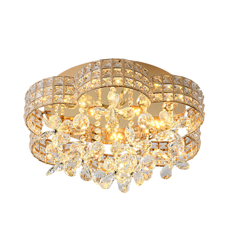 Modern Scallop Ceiling Light Cut Crystal LED Bedroom Flush Mount Lamp in Gold, Warm/White/Natural Light Clearhalo 'Ceiling Lights' 'Close To Ceiling Lights' 'Close to ceiling' 'Flush mount' Lighting' 282580