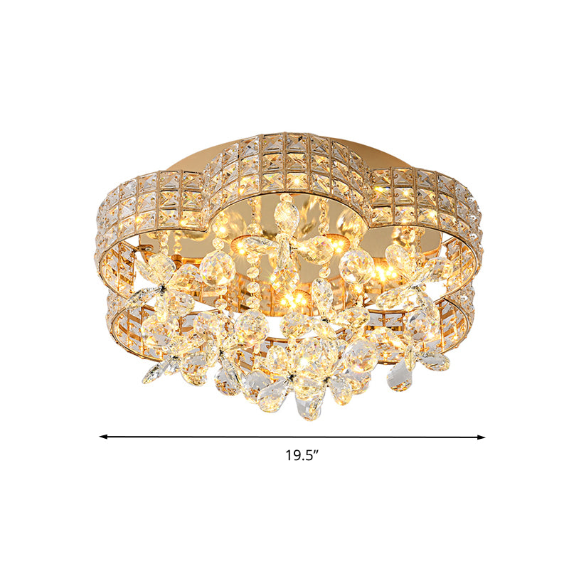 Modern Scallop Ceiling Light Cut Crystal LED Bedroom Flush Mount Lamp in Gold, Warm/White/Natural Light Clearhalo 'Ceiling Lights' 'Close To Ceiling Lights' 'Close to ceiling' 'Flush mount' Lighting' 282581