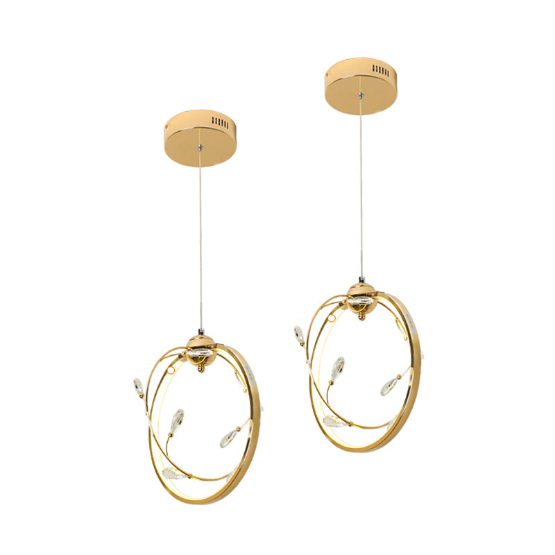 Circle Metal Pendant Lamp Modernism LED Gold Hanging Light with K9 Crystal Accent Clearhalo 'Ceiling Lights' 'Modern Pendants' 'Modern' 'Pendant Lights' 'Pendants' Lighting' 282630