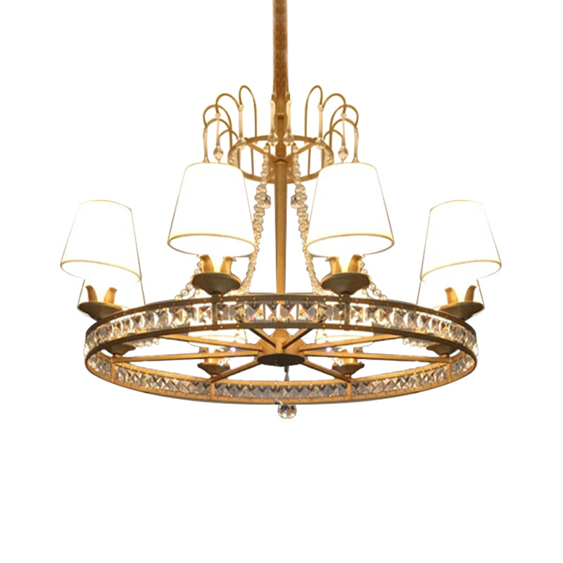 6-Bulb Living Room Chandelier Lighting Modernist Antique Brass Pendant Light Fixture with Cone Fabric Shade Clearhalo 'Ceiling Lights' 'Chandeliers' 'Modern Chandeliers' 'Modern' Lighting' 282915