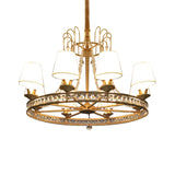 6-Bulb Living Room Chandelier Lighting Modernist Antique Brass Pendant Light Fixture with Cone Fabric Shade Clearhalo 'Ceiling Lights' 'Chandeliers' 'Modern Chandeliers' 'Modern' Lighting' 282915