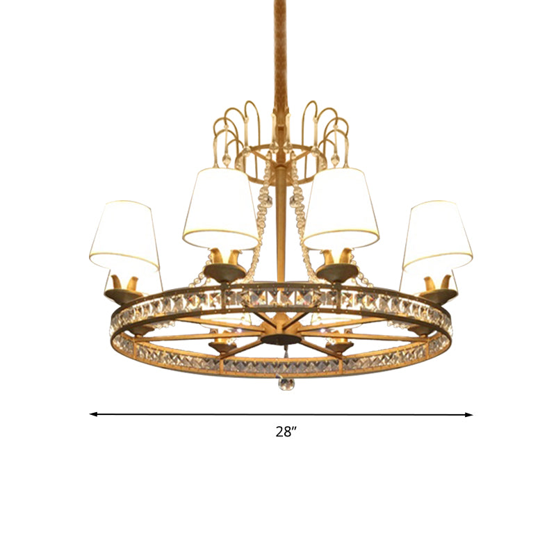 6-Bulb Living Room Chandelier Lighting Modernist Antique Brass Pendant Light Fixture with Cone Fabric Shade Clearhalo 'Ceiling Lights' 'Chandeliers' 'Modern Chandeliers' 'Modern' Lighting' 282916