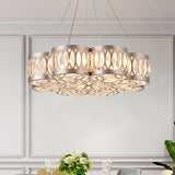 Bloom Dining Room Chandelier Lighting Fixture Faceted Crystal 3 Bulbs Modern Pendant Light in Silver Silver Clearhalo 'Ceiling Lights' 'Chandeliers' 'Modern Chandeliers' 'Modern' Lighting' 282927