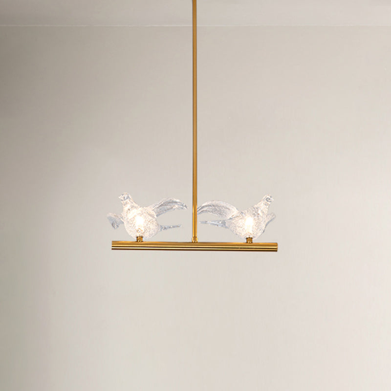 Nordic Bird Chandelier Light Clear Crystal 2/3/4 Bulbs Restaurant Down Lighting Pendant in Gold Clearhalo 'Ceiling Lights' 'Chandeliers' 'Modern Chandeliers' 'Modern' Lighting' 283102