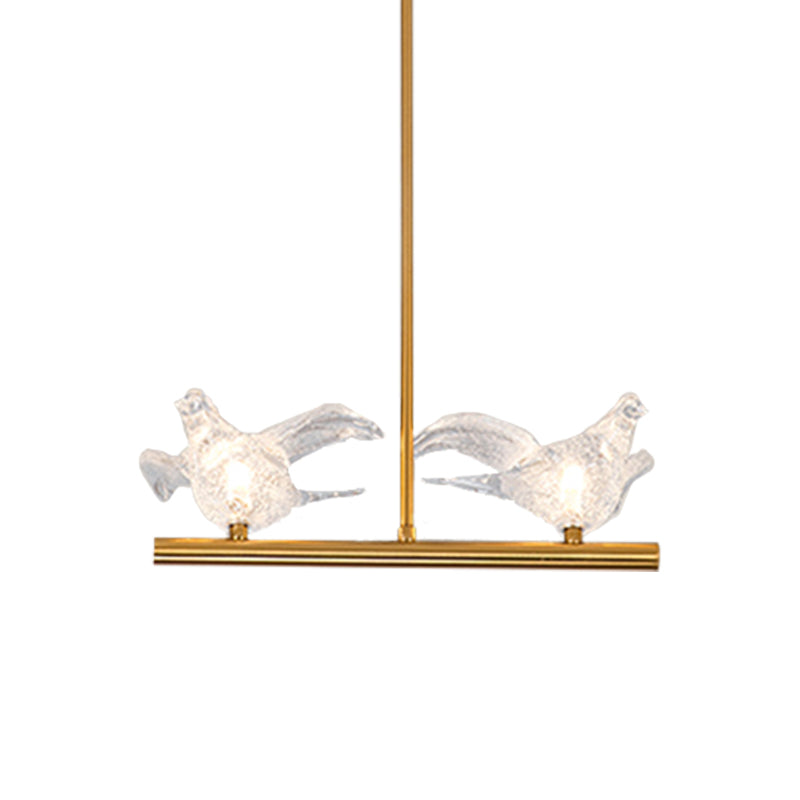 Nordic Bird Chandelier Light Clear Crystal 2/3/4 Bulbs Restaurant Down Lighting Pendant in Gold Clearhalo 'Ceiling Lights' 'Chandeliers' 'Modern Chandeliers' 'Modern' Lighting' 283104