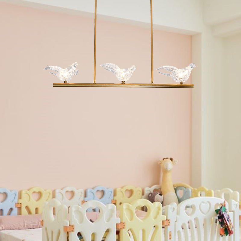 Nordic Bird Chandelier Light Clear Crystal 2/3/4 Bulbs Restaurant Down Lighting Pendant in Gold Clearhalo 'Ceiling Lights' 'Chandeliers' 'Modern Chandeliers' 'Modern' Lighting' 283107