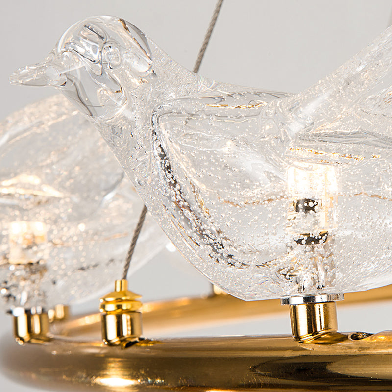 Nordic Bird Chandelier Light Clear Crystal 2/3/4 Bulbs Restaurant Down Lighting Pendant in Gold Clearhalo 'Ceiling Lights' 'Chandeliers' 'Modern Chandeliers' 'Modern' Lighting' 283114