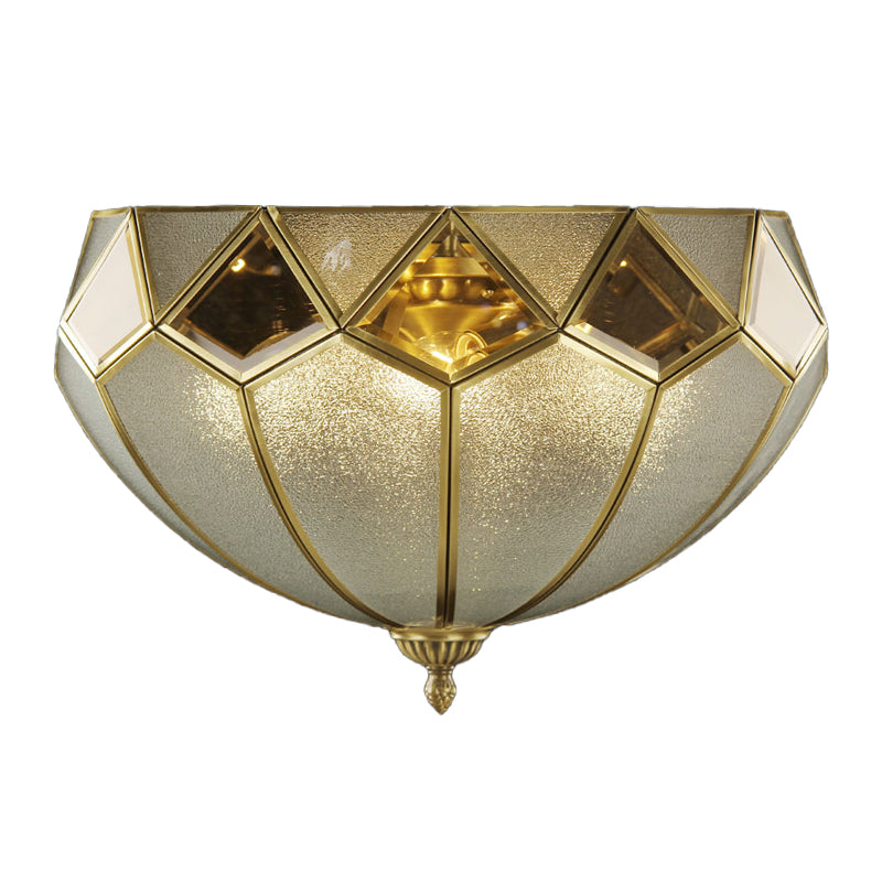 4-Light Clear Glass Ceiling Lamp Vintage Brass Finish Dome Flush Light Fixture for Bedroom Clearhalo 'Ceiling Lights' 'Close To Ceiling Lights' 'Close to ceiling' 'Flush mount' Lighting' 283245