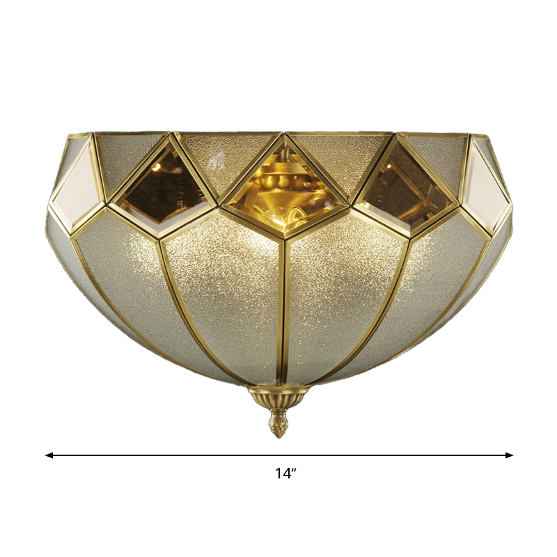 4-Light Clear Glass Ceiling Lamp Vintage Brass Finish Dome Flush Light Fixture for Bedroom Clearhalo 'Ceiling Lights' 'Close To Ceiling Lights' 'Close to ceiling' 'Flush mount' Lighting' 283246