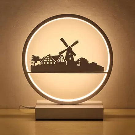 Acrylic Ring Table Light with Windmill Living Room Bedroom Modern Style Desk Light White Clearhalo 'Lamps' 'Table Lamps' Lighting' 28337