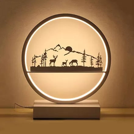 Metal Round Table Light with Natural View Creative Reading Light for Adult Bedroom Cafe White Clearhalo 'Lamps' 'Table Lamps' Lighting' 28340