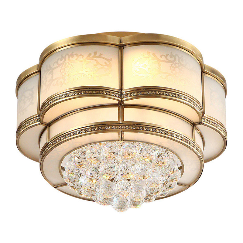 LED Flush Mount Ceiling Light Traditional Tapered Clear Crystal Flushmount Lamp in Warm Light for Living Room Clearhalo 'Ceiling Lights' 'Close To Ceiling Lights' 'Close to ceiling' 'Flush mount' Lighting' 283402